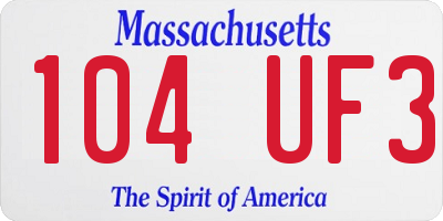 MA license plate 104UF3