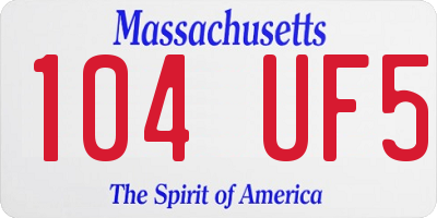 MA license plate 104UF5