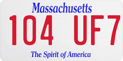 MA license plate 104UF7