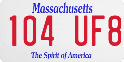MA license plate 104UF8