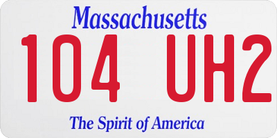 MA license plate 104UH2