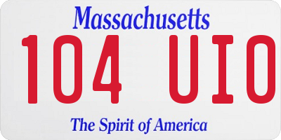MA license plate 104UI0