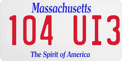 MA license plate 104UI3