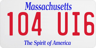 MA license plate 104UI6
