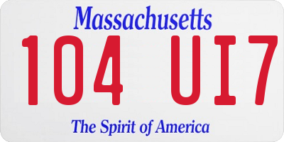 MA license plate 104UI7