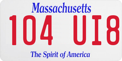 MA license plate 104UI8
