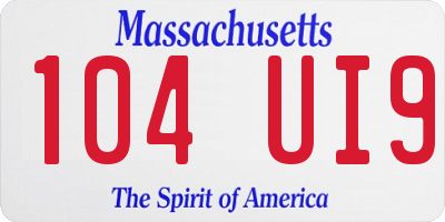 MA license plate 104UI9