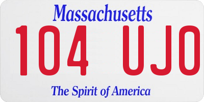 MA license plate 104UJ0