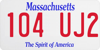 MA license plate 104UJ2