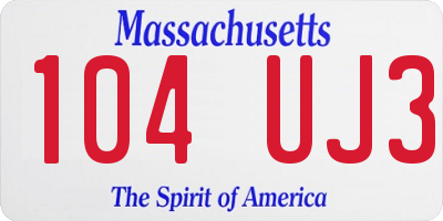 MA license plate 104UJ3