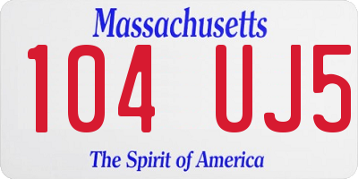 MA license plate 104UJ5