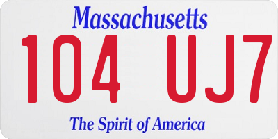 MA license plate 104UJ7