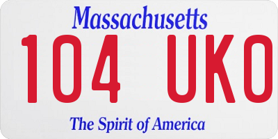 MA license plate 104UK0
