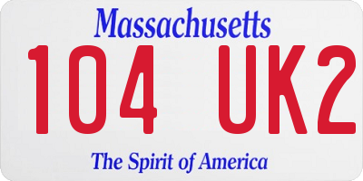 MA license plate 104UK2