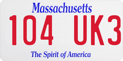 MA license plate 104UK3