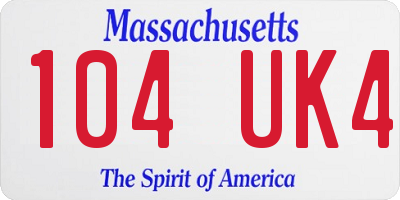 MA license plate 104UK4