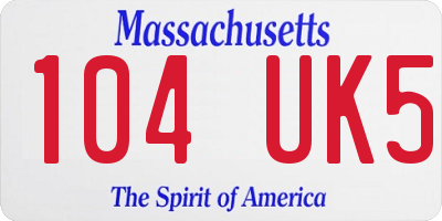 MA license plate 104UK5