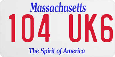 MA license plate 104UK6