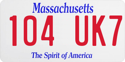 MA license plate 104UK7