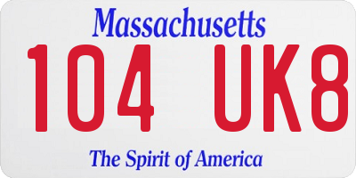 MA license plate 104UK8