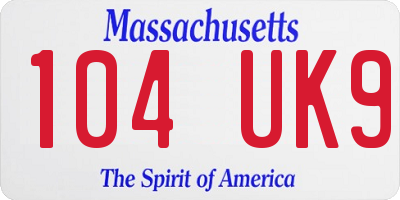 MA license plate 104UK9