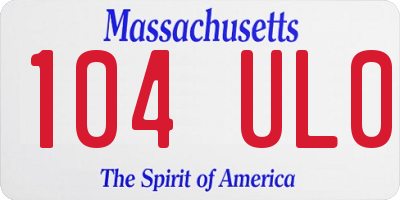 MA license plate 104UL0