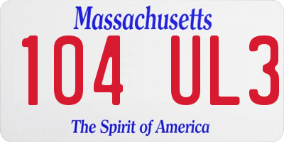 MA license plate 104UL3