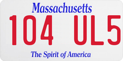 MA license plate 104UL5