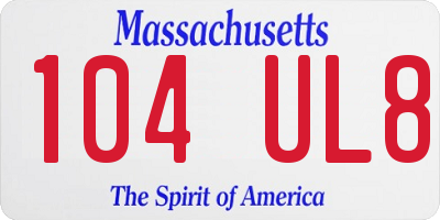 MA license plate 104UL8