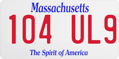 MA license plate 104UL9