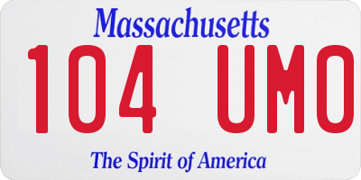 MA license plate 104UM0