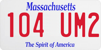 MA license plate 104UM2