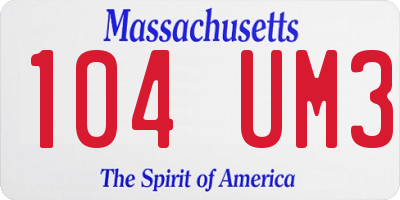 MA license plate 104UM3