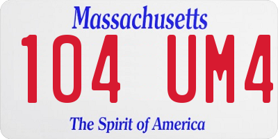 MA license plate 104UM4