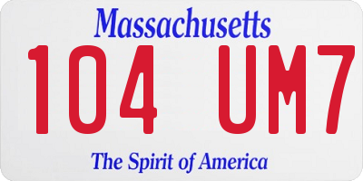 MA license plate 104UM7