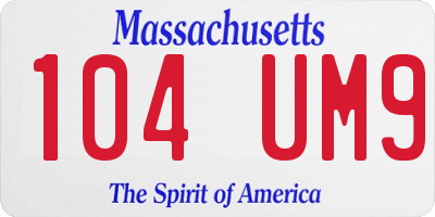 MA license plate 104UM9