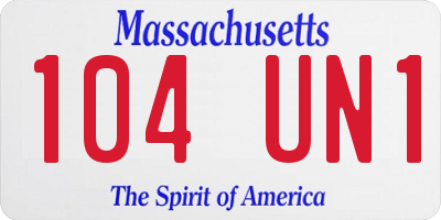 MA license plate 104UN1