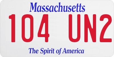 MA license plate 104UN2