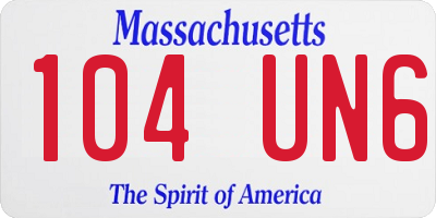 MA license plate 104UN6