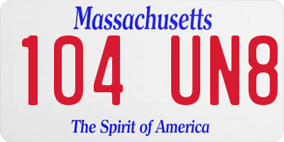 MA license plate 104UN8