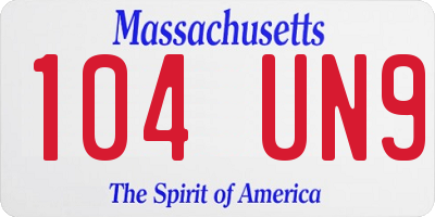MA license plate 104UN9