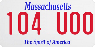 MA license plate 104UO0