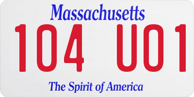 MA license plate 104UO1