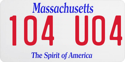 MA license plate 104UO4