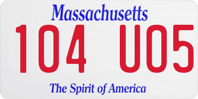 MA license plate 104UO5