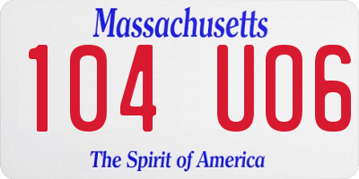 MA license plate 104UO6