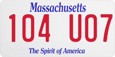 MA license plate 104UO7