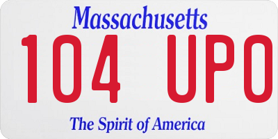 MA license plate 104UP0