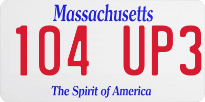 MA license plate 104UP3