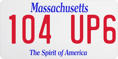 MA license plate 104UP6